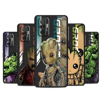 Чехол Marvel Groot Hulk Для Xiaomi Redmi Note 11 10 9 Pro 10S 11S 12 9A 9C 9T K40 8 8T 7 10C K50 Черный Силиконовый Чехол Funda Для Телефона
