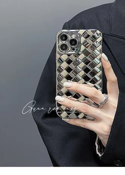 Чехол для мобильного телефона с серебристым плетеным рисунком в стиле индифферентной ниши, высококачественный силиконовый чехол для мобильного телефона iphone с гальваническим покрытием