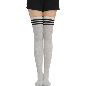 Чулки для косплея JK Woman Серо-черные в полоску, длинные носки в стиле Лолиты выше колена, женские компрессионные носки