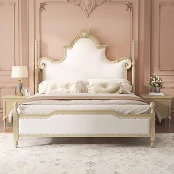 Эстетичная кровать для скандинавской девушки размера Queen Size, Симпатичный салон с двумя односпальными кроватями размера King-Size, Роскошная Современная Кожаная мебель для спальни Letto Matrimoniale